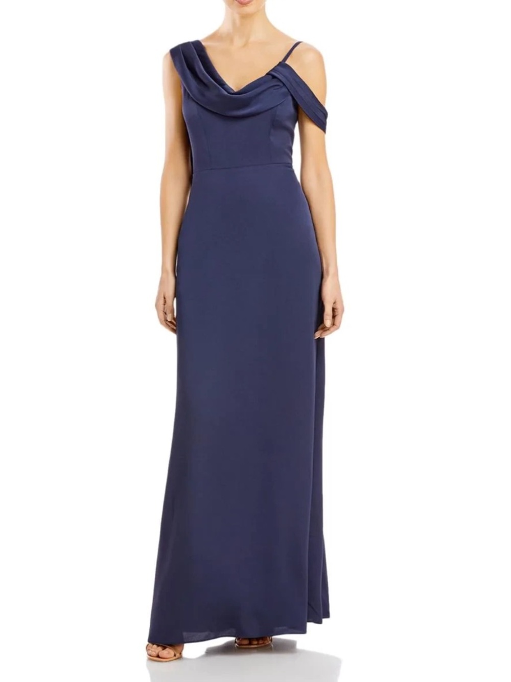 Aqua One Shoulder Maxi Evening Dress in Navy Blue Size 6